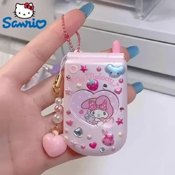 Cute Sanrio Flip Phone Model Hello Kitty Kuromi My Lady Diy Sticker Toy Cosplay Prop Girl Heart Kawaii Harajuku For Kids Gift