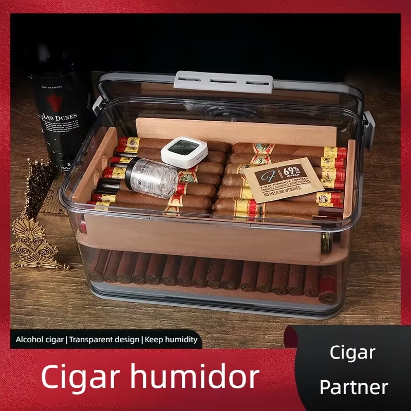 

30-90 piece set New Product Humidor Box Complete Set Of Transparent Cedar Wood Mellowed Cigarette Box Large Capacity Seale Cigar