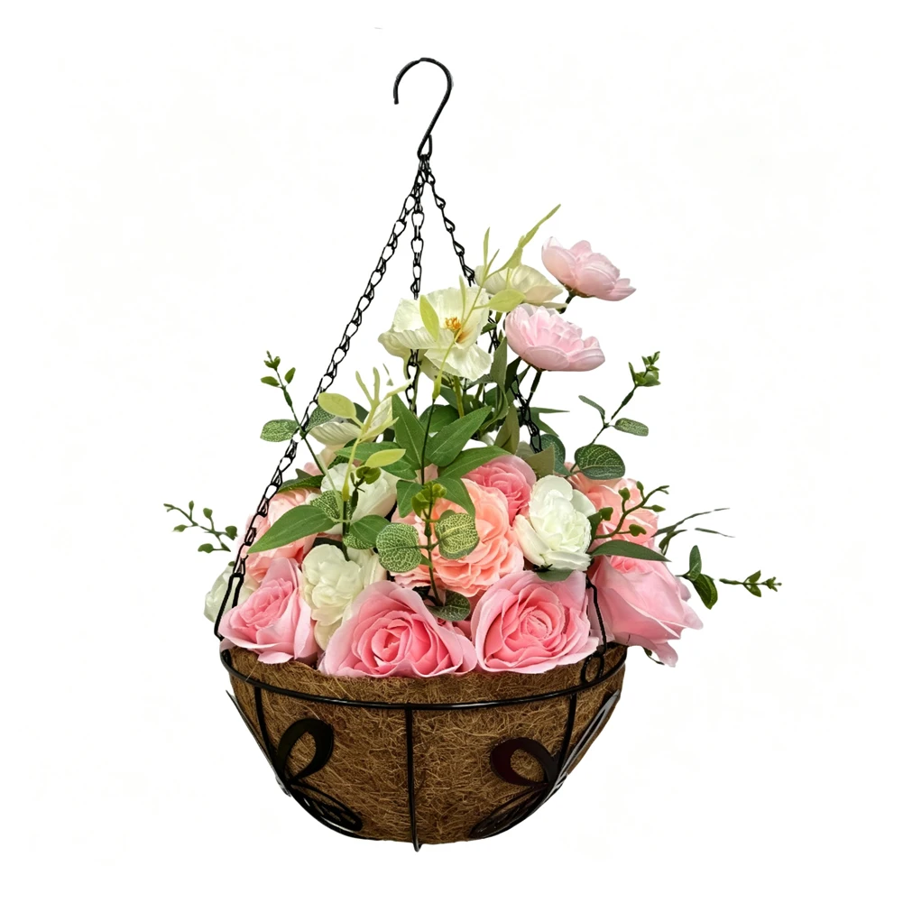 Hanging Basket for Plants 2 Pack Featuring Metal Construction and Coco Fiber for liner for Functional and Sustainable Use