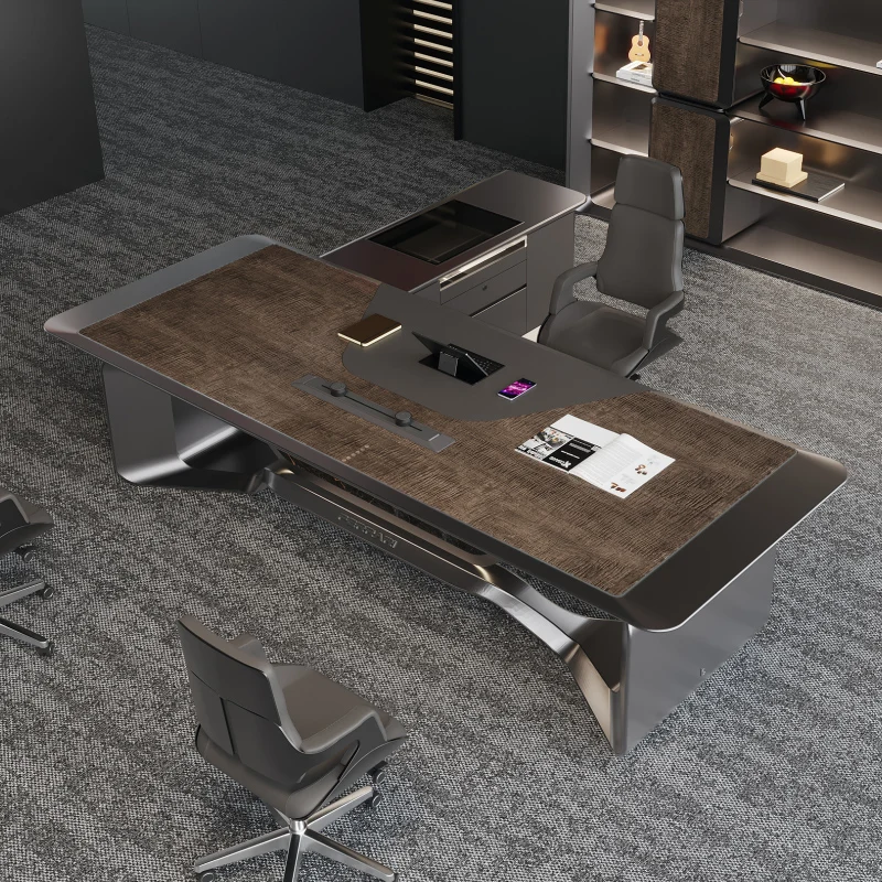 IY*  Modern Executive Office Desk L-Shaped Boss Table with Storage for One-stop Procurement High-end Home Office Desk Sets