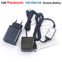 VW-VBG130 VBG6 Dummy Battery+PD Power Adapter+USB C Cable For Panasonic HS250 SD700 TM200 SDR-H20 HDC-DX1 PV-GS80 VDR-D50 HS600