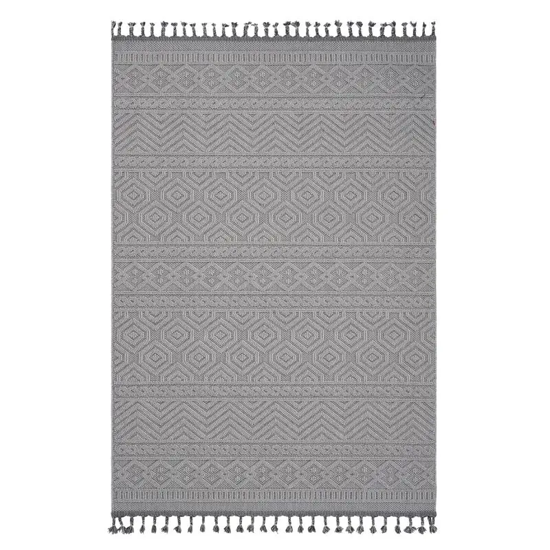 Geometric Indoor Outdoor Area Rug 6x9 White Design