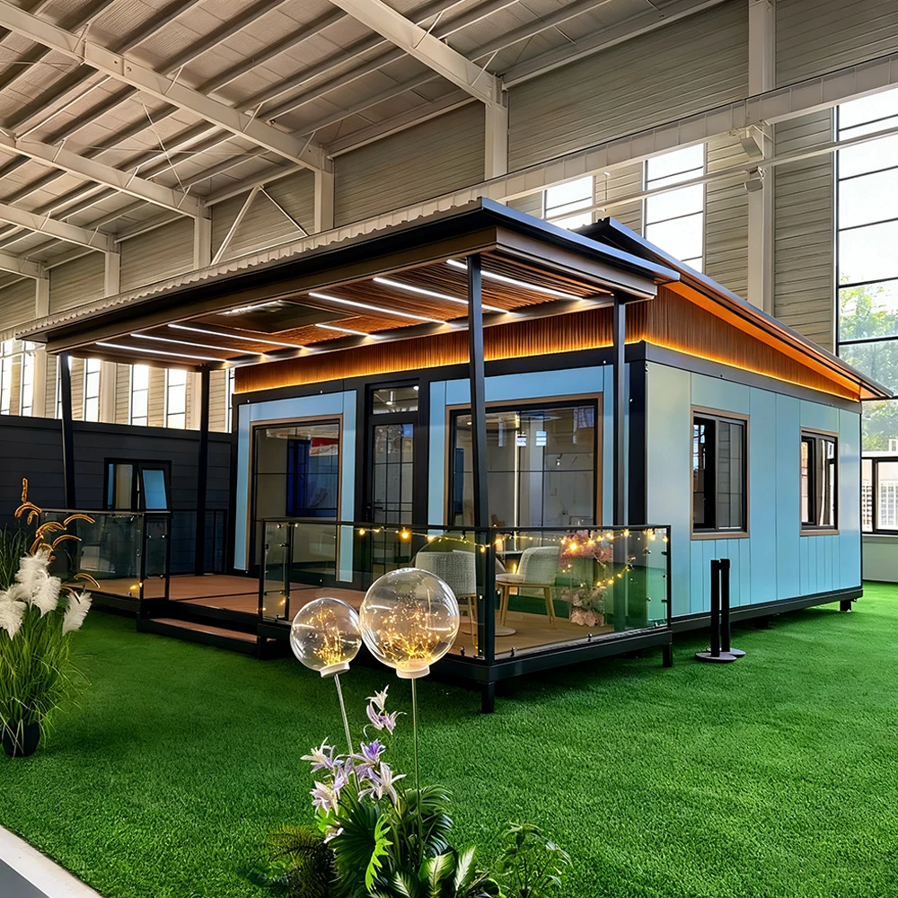 Folding House With BathroomTiny Home Light Steel 2 Bedroom 20 Feet 30 Feet 40 Feet Container House with Terrace Container Homes