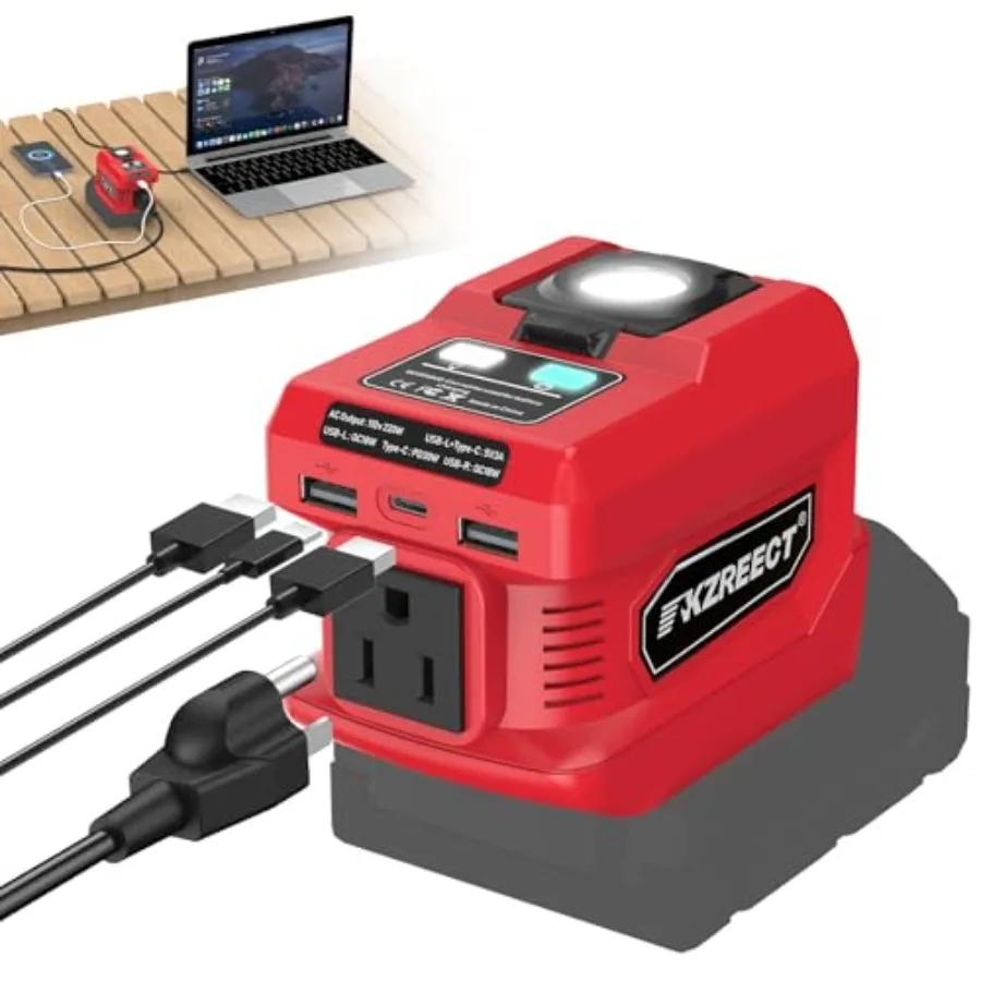 

220W Power Inverter Compatible with Milwaukee 18V Batteries Battery Not Included,DC to 110V AC Converter with 1 AC Outlet, USB-