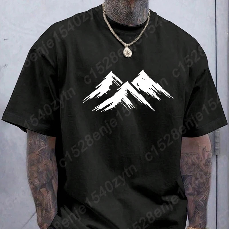 

Mountain Print Summer Casual T-shirt For Men Creative O Neck Short-sleeved Tee Shirts New Fashion Men's Clothing Popular T Shirt