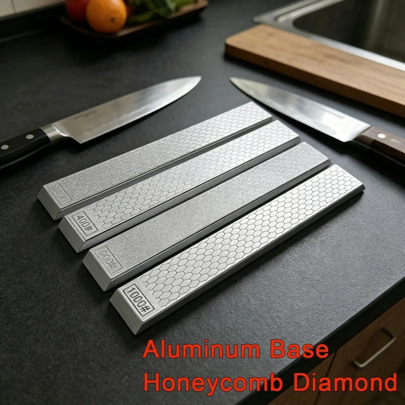 Tragbarer Waben-Diamant-Schleifstein mit Aluminiumbasis, 240-1000 Körnung, Küchenmesser-Schärf- und Schleifwerkzeug