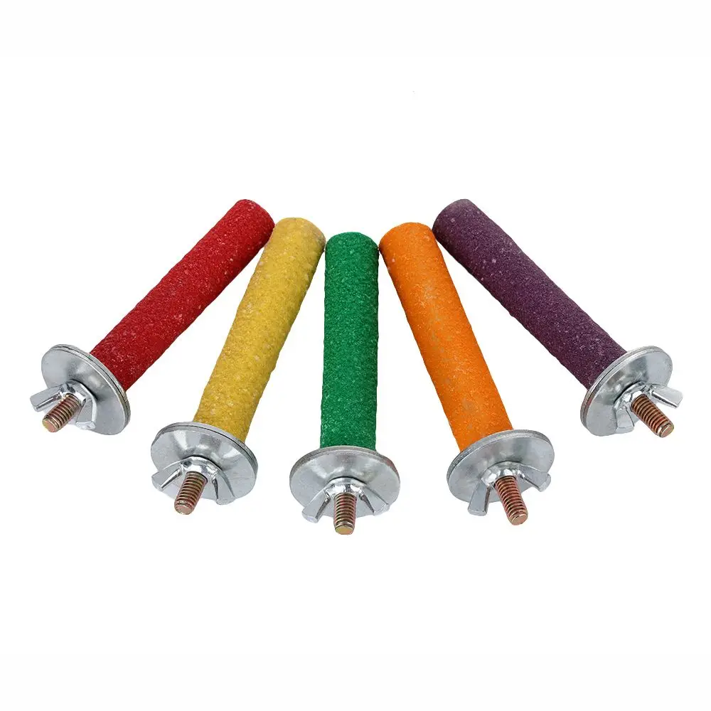 色ランダムペット用品咀嚼おもちゃ一口かじる足研削オウム止まり木スタンドステーションプラットフォーム鳥かご