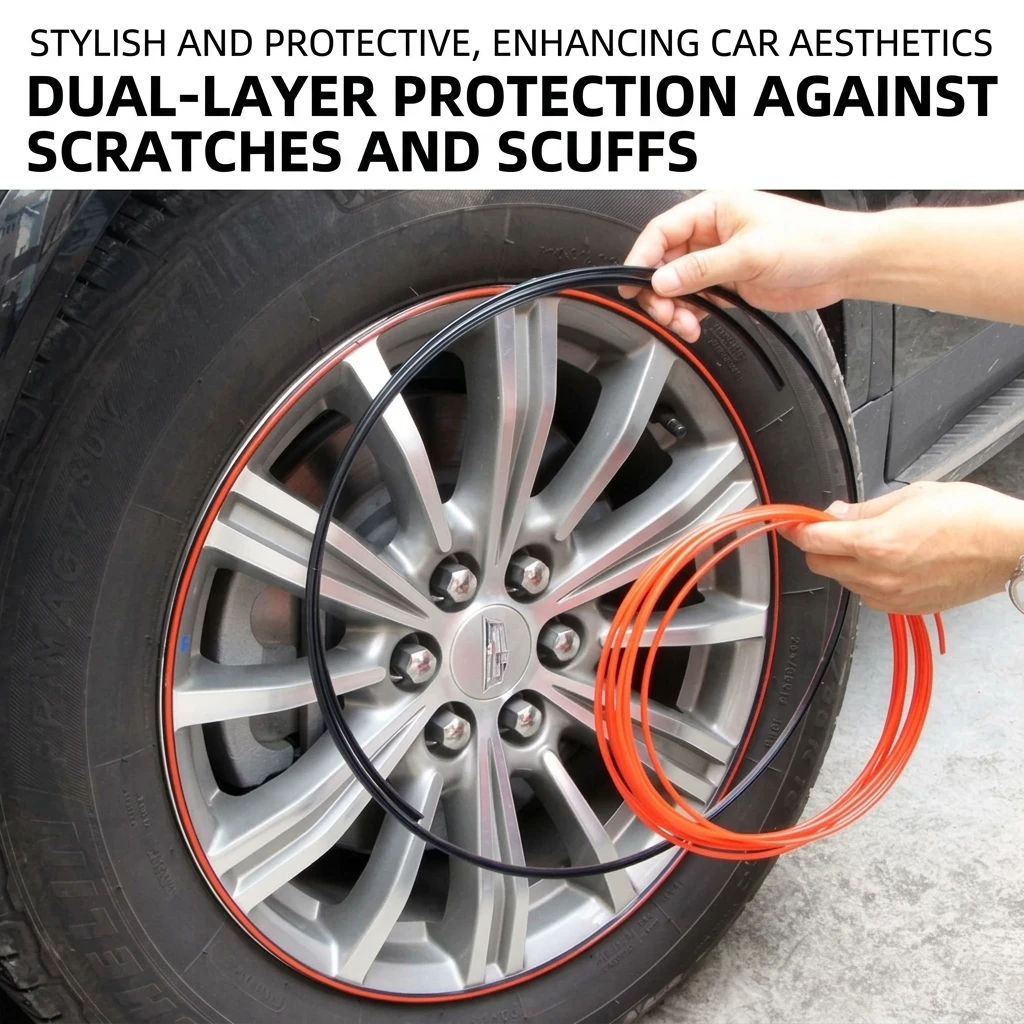 Wheel Rim Protector Trim Ring Double Layer Anti Scratch Universal Decorative Strip for 4 Wheels Car Tire Rim Guard Accessories