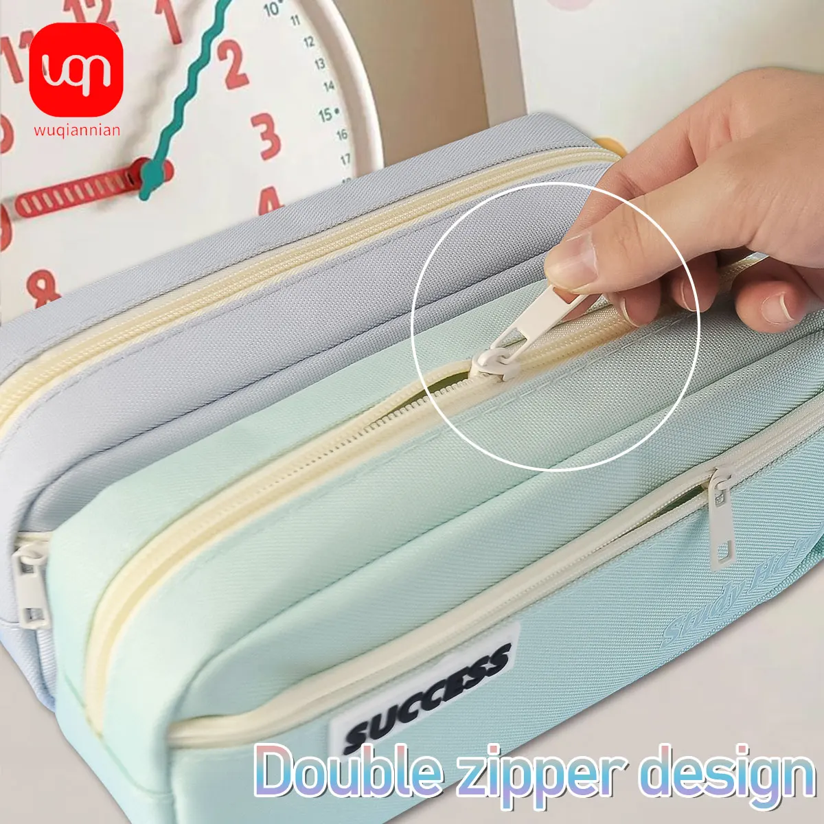 

WQN 1pc High-Quality Multi-Color Zipper Pencil Case - Double-Layer Compartments For Storage, Portable To Carry, Suitable For Giv
