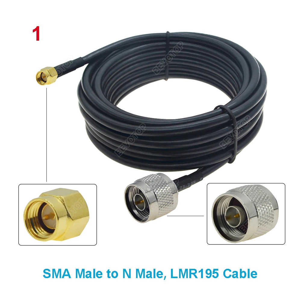1Pcs LMR195 Cable SMA Male to N Male/Female Connector LMR-195 RF Coaxial Cable 50Ohm Pigtail  3G 4G 5G LTE Extension Cord Jumper