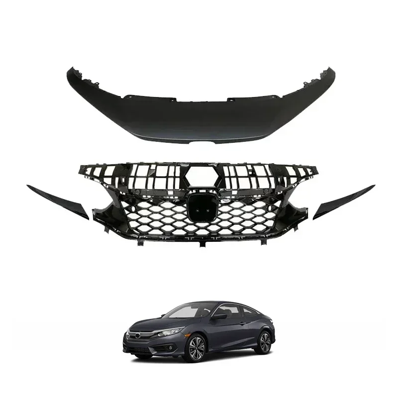 

High Quality automotive parts Type-R Style Front Mesh Grille With Upper Cover For 2021-2022