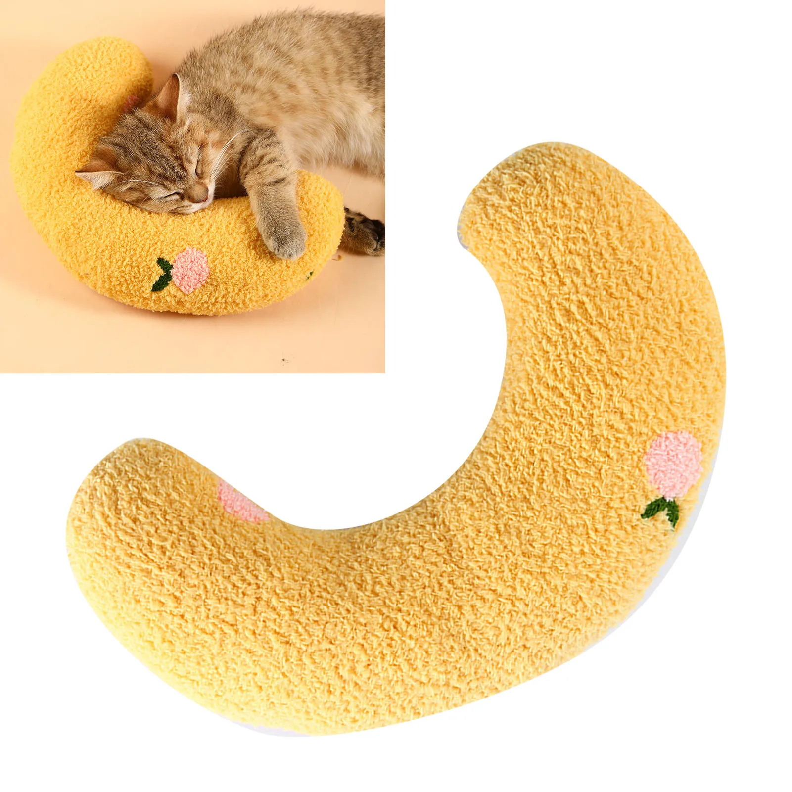 Pet Pillow U Shaped Defend Spine Soft Comfortable Pet Neck Pillow For Sleeping Improve Joint Relief White