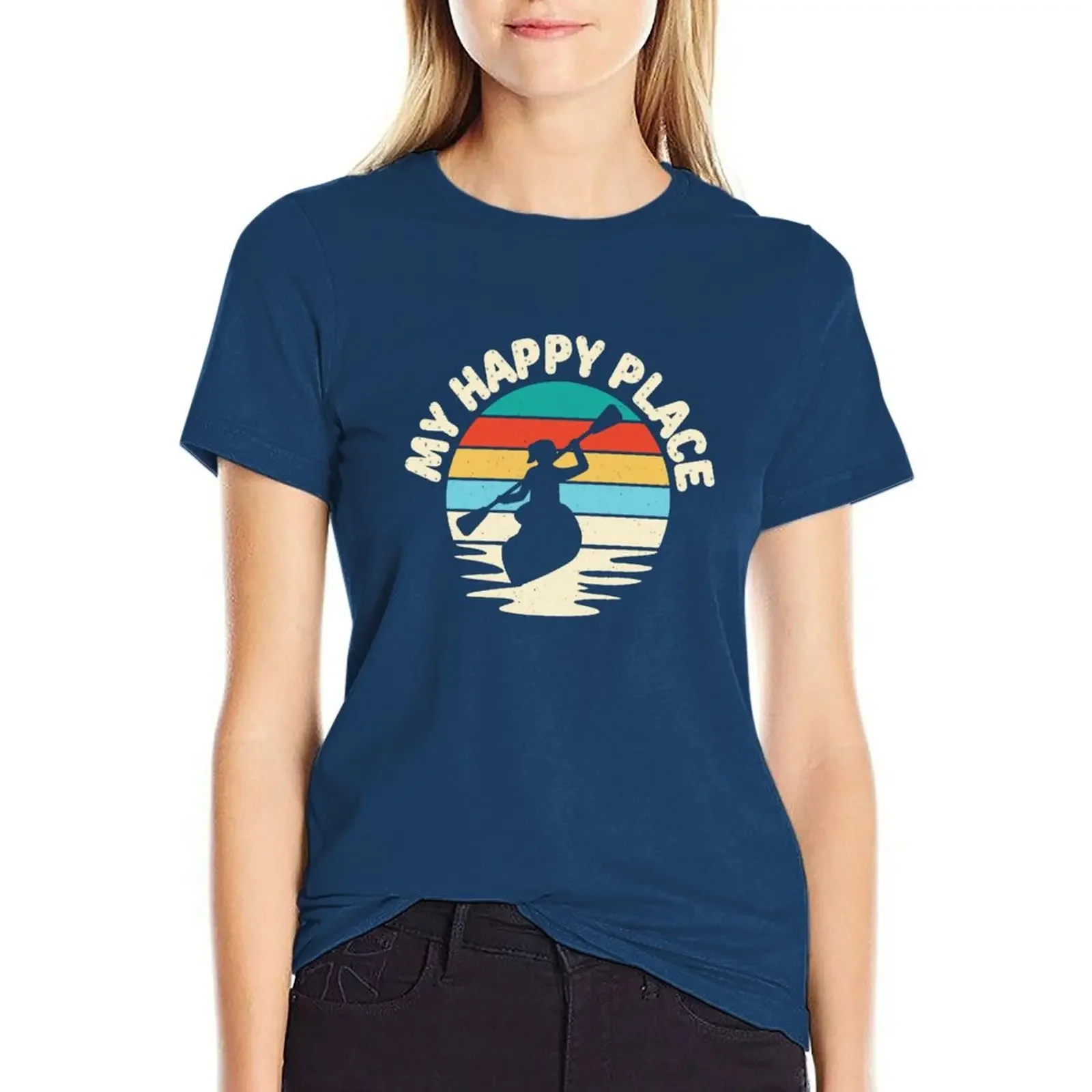 Kayaking my happy place T-shirt Blouse kawaii clothes clothes for woman