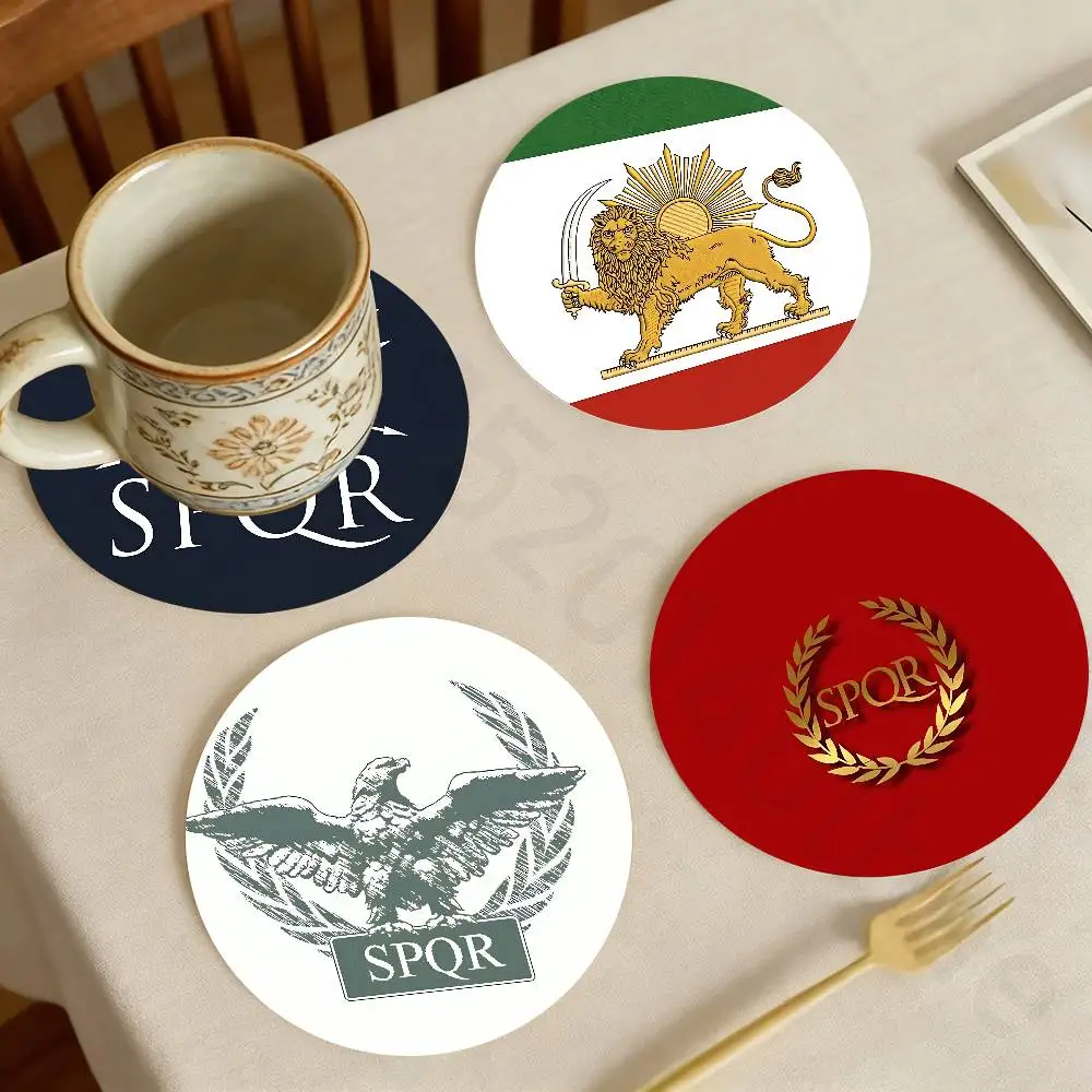 

Retro Spqr Roman Empire Wooden Theme Desktop Heat Mats Home Decor Coffee Mug Coasters For Office Restaurant