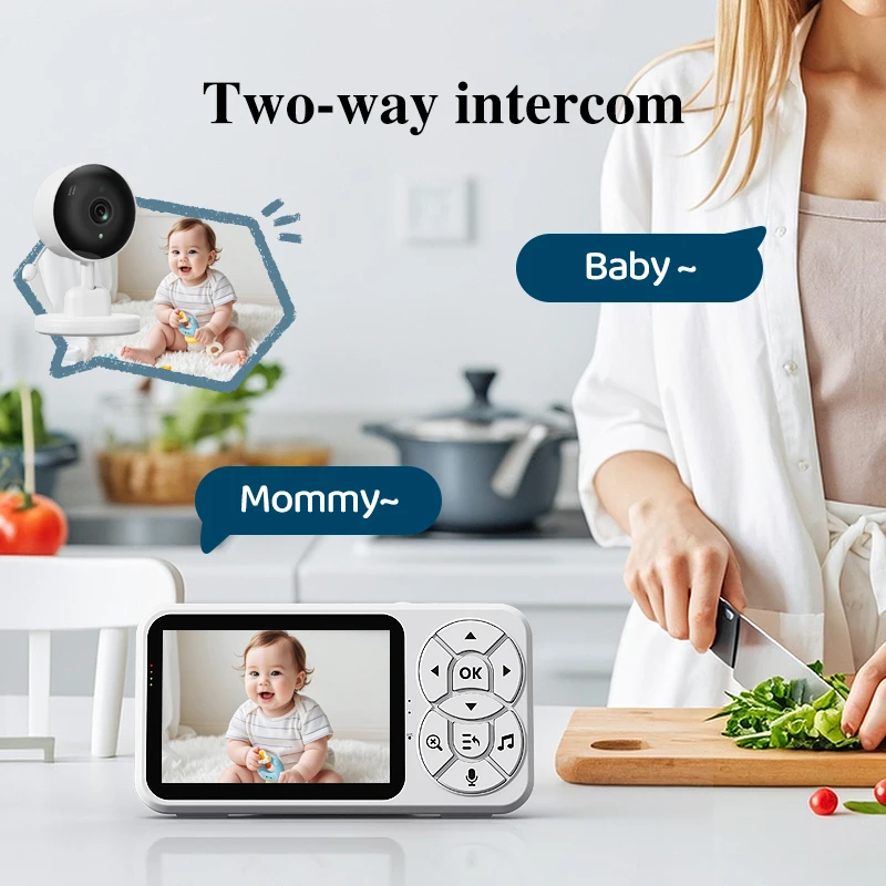 Danmini 3.5-inch Baby Monitor Color Screen Display Temperature Sound Detection Video Intercom Night Vision Security Surveillance