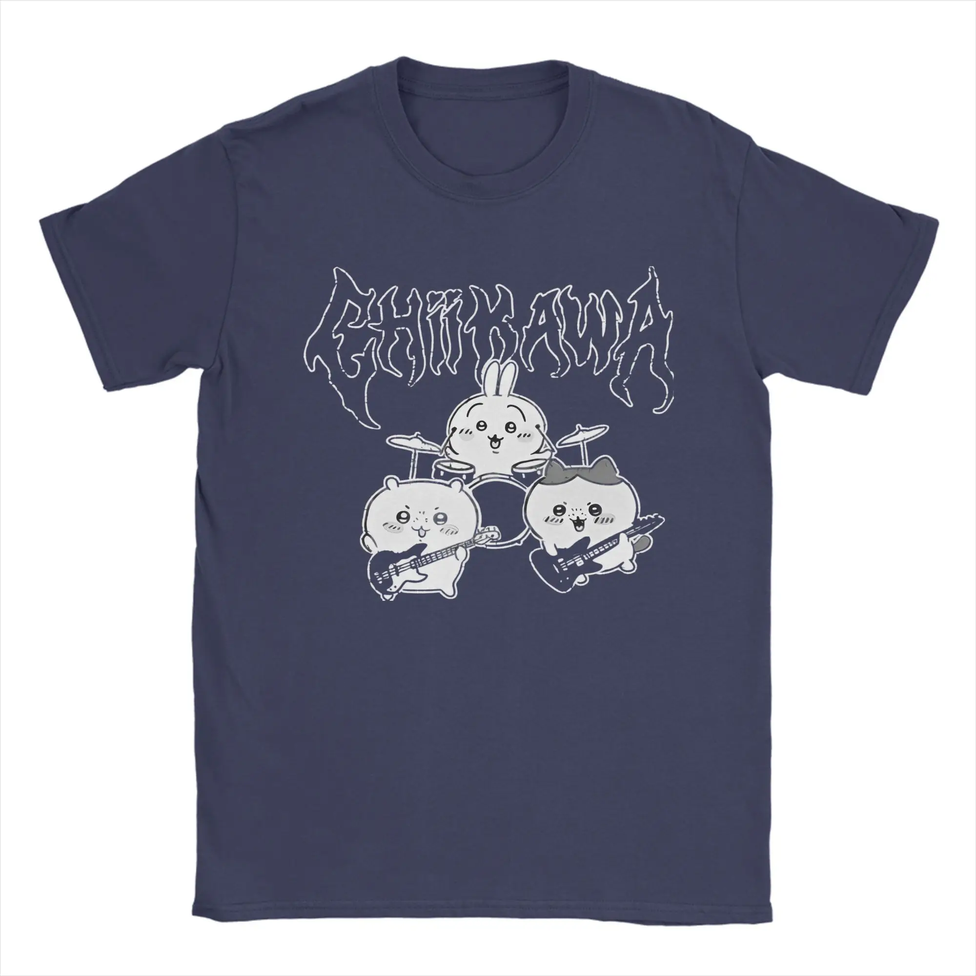 Miniso Chiikawa Usagi Hachiware تي شيرت ملابس عادية كم قصير طاقم الرقبة تيز مطبوعة تي شيرت النساء الرجال بلايز الأكثر مبيعا