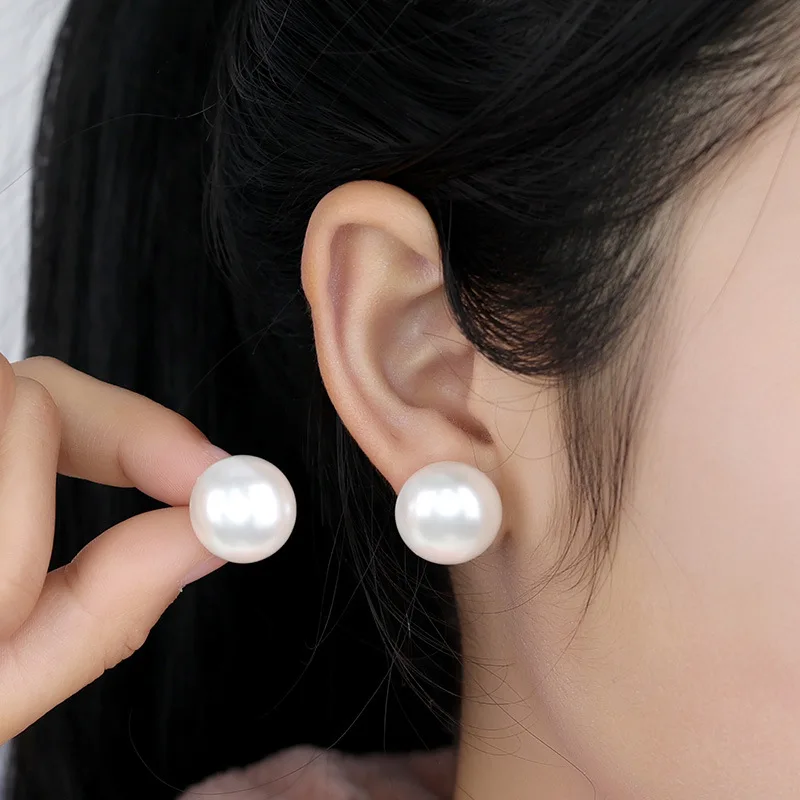 10 Pairs Elegant Simple Small and Big Imitation Pearl Ball Plastic Bar Stud Earrings for Women Ear Jewelry 6/8/10/12/14/16/18mm