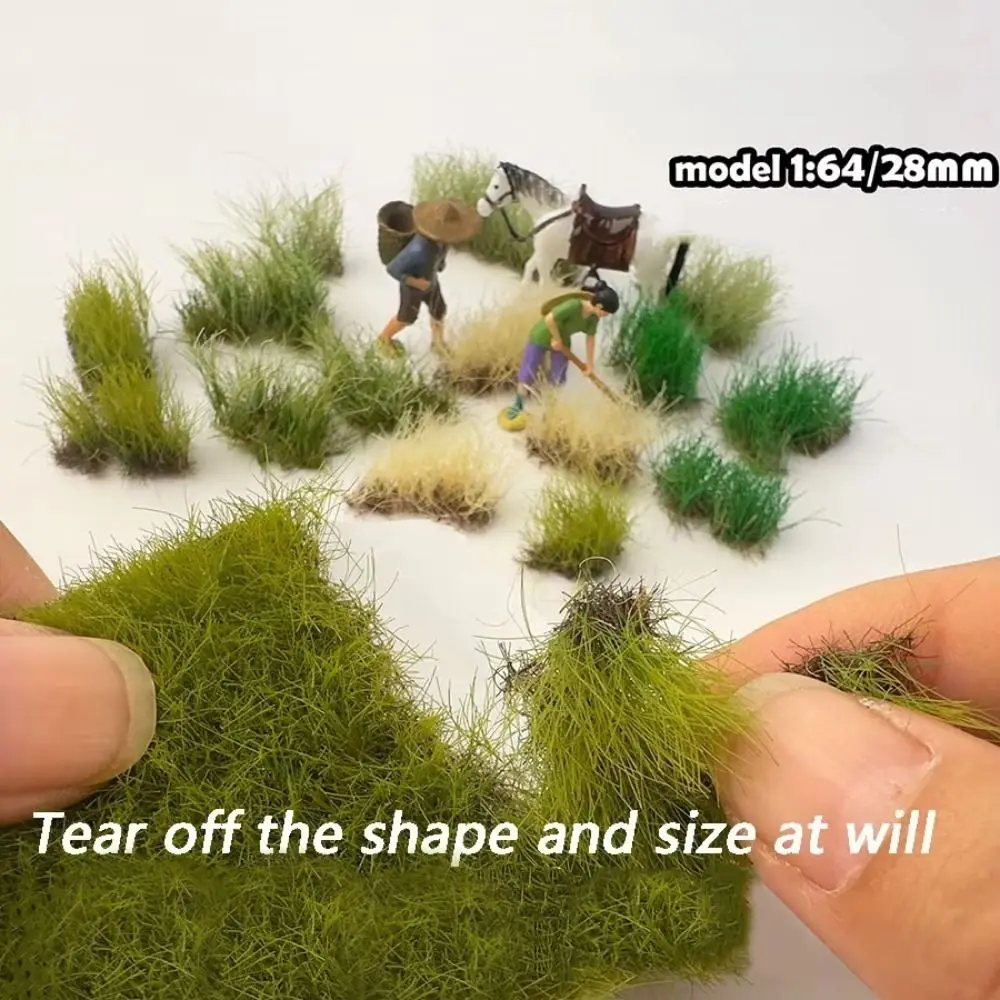 Tufes d'herbe artificielle de 12mm de hauteur, paysage Miniature, déchirure à la main, buissons miniatures, Simulation de plante, modèle de Terrain