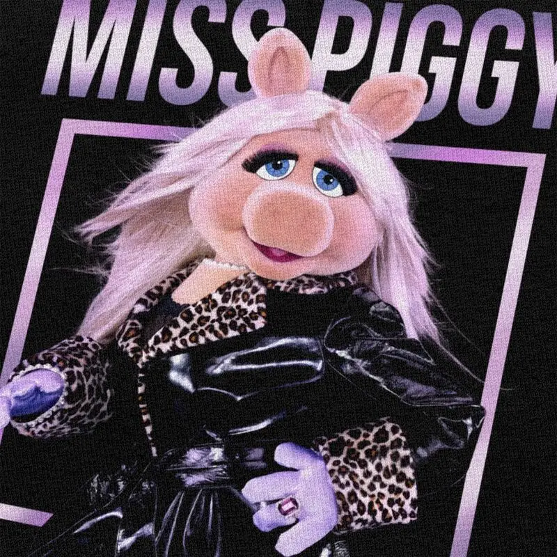 Custom Muppets Miss Piggy Glamourous T Shirt Men Pre-shrunk Cotton Tee Anime Cartoon Tshirt Short Sleeved Casual T-shirt Gift