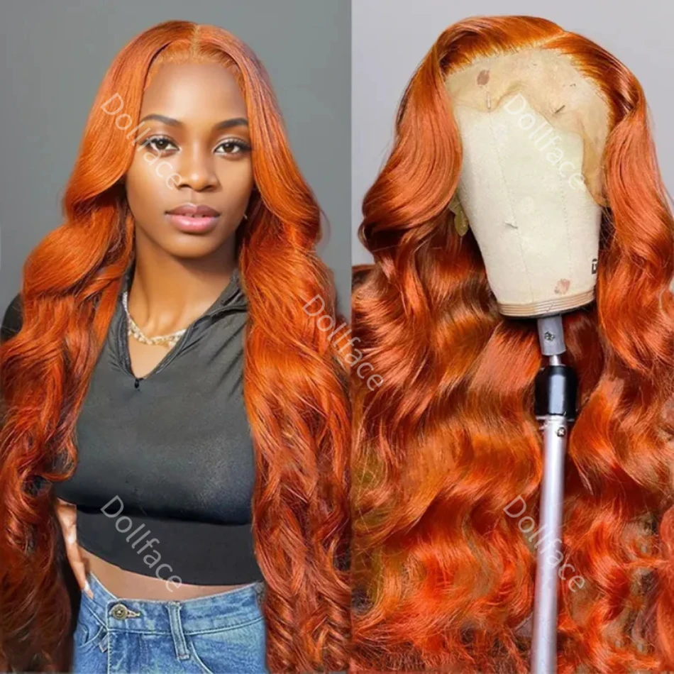 

13x6 Lace Frontal 13x4 Wig Human Hair Brazilian Ginger Colored Cheap Wigs Body Wave Transparent For Women Choice 30 Inch