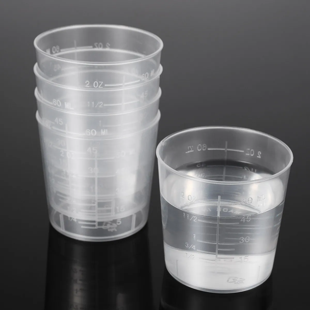 25Pcs 60Ml Premium Thickened Plastic Measuring Cups Graduated Scale for Kitchen Lab Baking Cooking Liquid Powder Granular