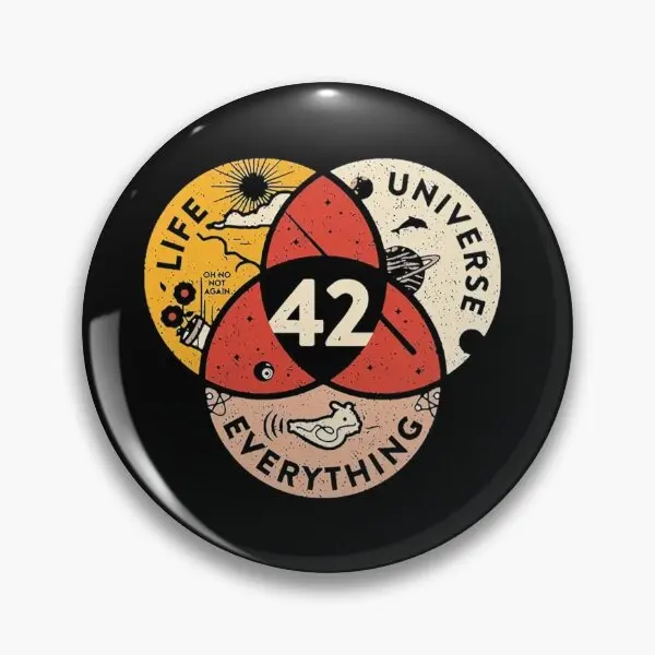 42 The Answer To Life The Universe And E  Soft Button Pin Metal Lover Cute Funny Jewelry Creative Collar Hat Gift Decor