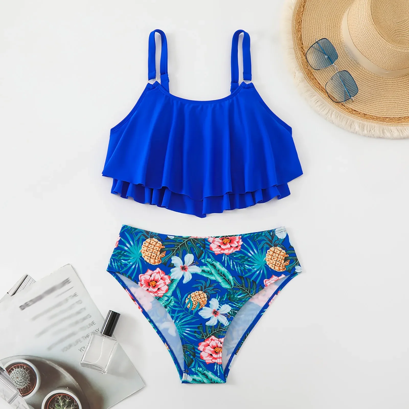 

Women Fashion Swimsuits 2025 New Ruffled Suspender Briefs Bikinis Two Piece Set Vacation Beachwear Bathing Suit Women'S Swimsuit