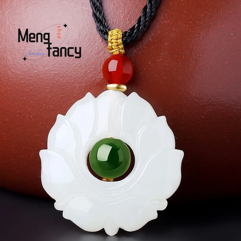 

Heitian Jade Double-sided Carved White Jade Flower Pendant Jade Pendant, Every Step Of Life, Yearly Abundance Fashion Jewelry