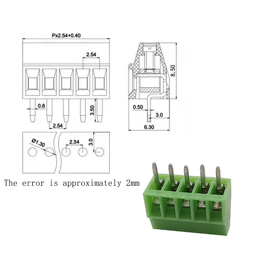 5/10Pcs KF128 PCB Screw Terminal Block Connector Pitch 2.54mm Mini Terminals KF128-2.54 2 3 4 5 6 7 8 9 10 12 16Pin