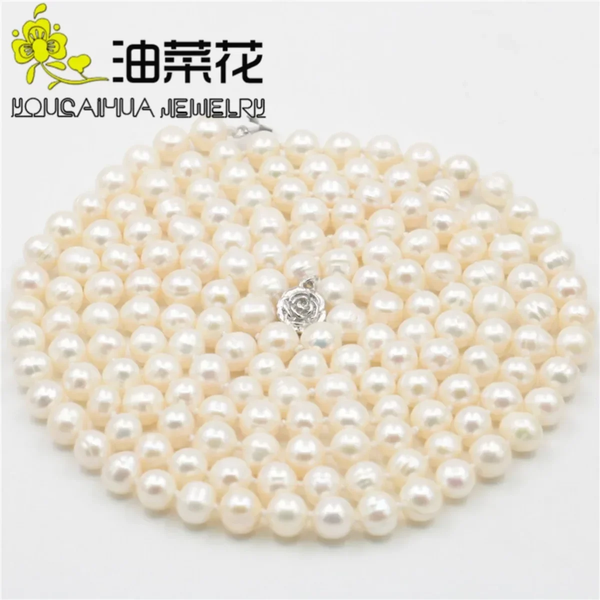 

Natural 7-8mm Akoya Cultured Pearl Necklace Sweater Chain Women Girl Fashion Jewelry Making Design Hand Made Ornaments 50inch