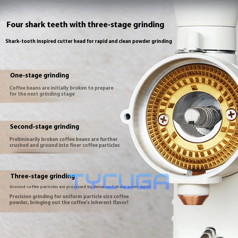 Molinillo de café con dientes de tiburón, molinillo eléctrico comercial, 200W, 10 ajustes de molienda, capacidad de 48g para verter sobre Espresso ﻿ ﻿ ﻿