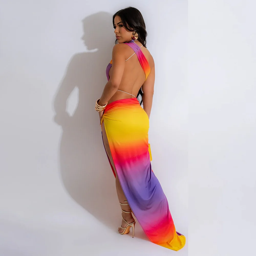 Tie Dye plisowana seksowna sukienka Dress Lady Bodycon suknie wieczorowe damskie letnie eleganckie luksusowe stroje plażowe Maxi klubowe długie