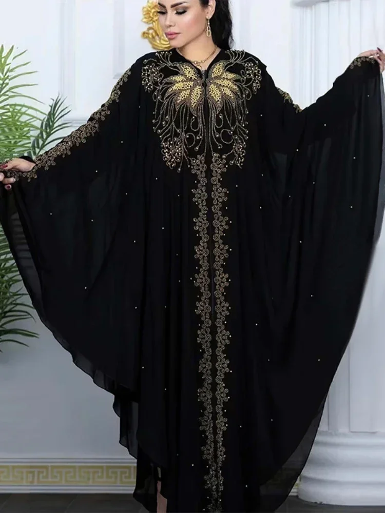 

Eid Muslim Dress for Women Bat Sleeve Abaya Diamond Jalabiya Morocco Caftan Party Dresses Dubai Abayas Kaftan Vestidos Long Robe