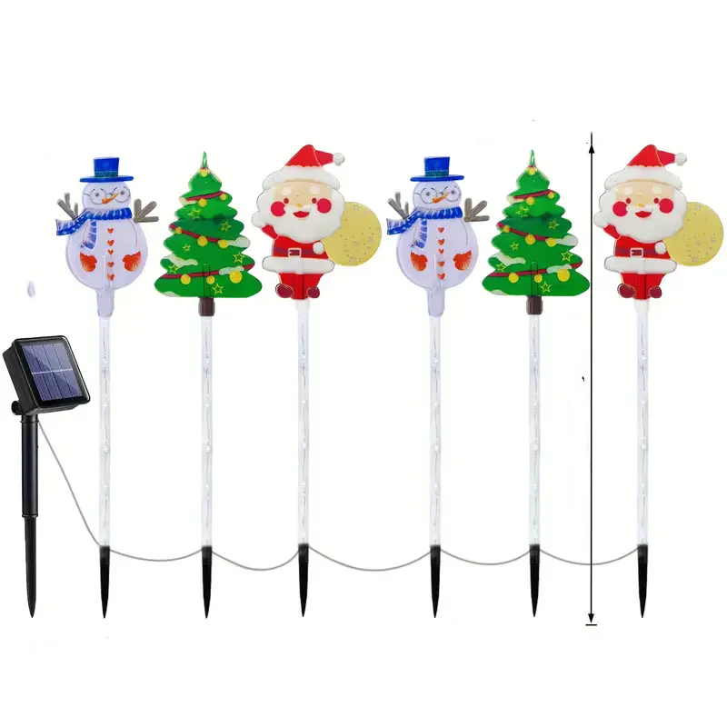 6PCS Solar Christmas Pathway Lights Solar Christmas Decor LED Lights Outdoor Waterproof Garden Stake Lights Walkway Holiday 862