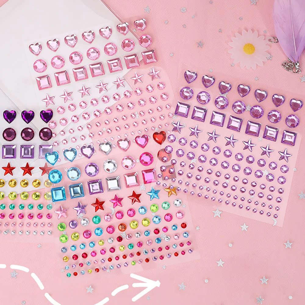 

Heart/Circle/Star/Square Self-Adhesive Rhinestone Stickers Gemstone Adhesive Stickers Craft Supplies