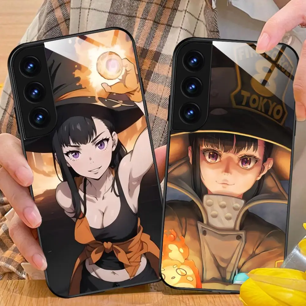 Anime Fire Maki Phone Case for Samsung Galaxy S26 S25 S24 S23 S22 S21 S20 Note20 Plus FE Ultra Glass Protective Cover
