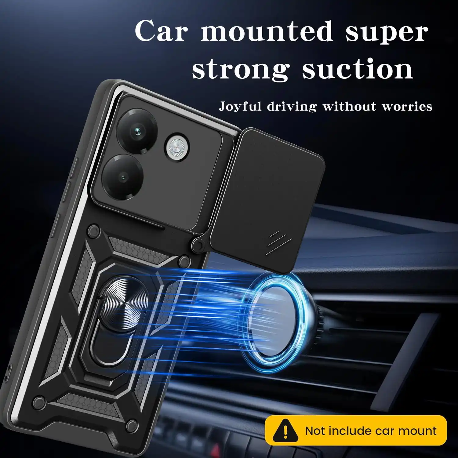 Case for Xiaomi Poco M7 Pro 5G Slide Camera Protect Stand Phone Shell Funda for Poco M6 Pro 4G M5 Cover