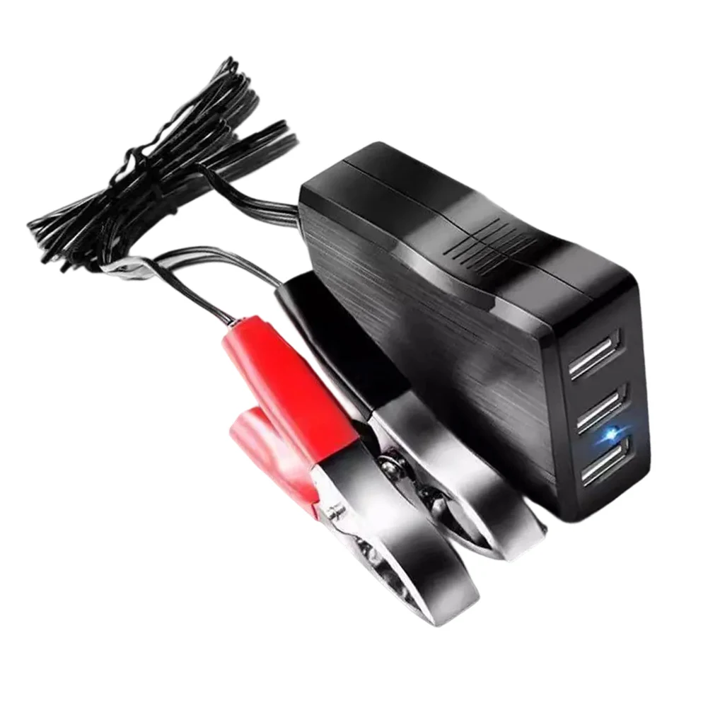 محول تيار مستمر مع مشبك بطارية 12 فولت 24 فولت إلى 5 فولت USB محول تنحى متعدد المنافذ للمنزل/الخارجي لشحن الهواتف الذكية