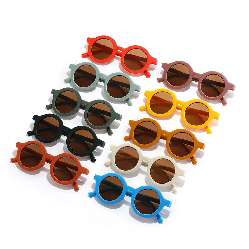 

1-8 Years Old Kids Fashion Sunglasses Summer Outdoor Sun Protection Sunglasses Round Frame Frosted Glasses Sunshade Glasses