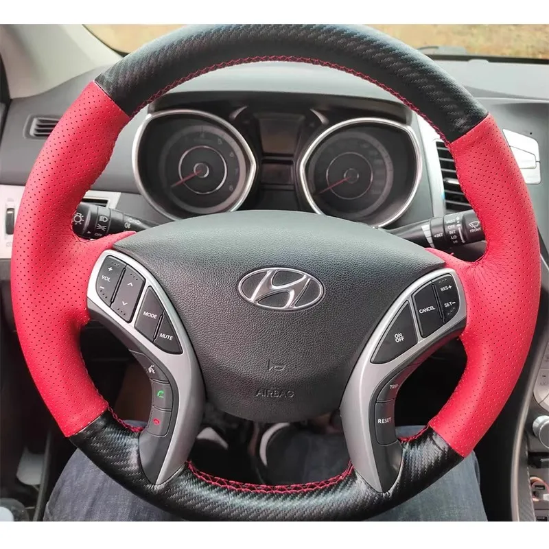 

Hand Stitched non-slip Genuine Leather Car Steering Wheel Cover For Hyundai Elantra 2011-2016 Avante i30 2012-2016 auto parts