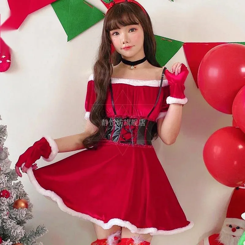 새로운 크리스마스 드레스 빨간색 섹시한 흰색 모피 드레스 크리스마스 드레스 성인 새해 나이트 클럽 바 파티 드레스 드레스