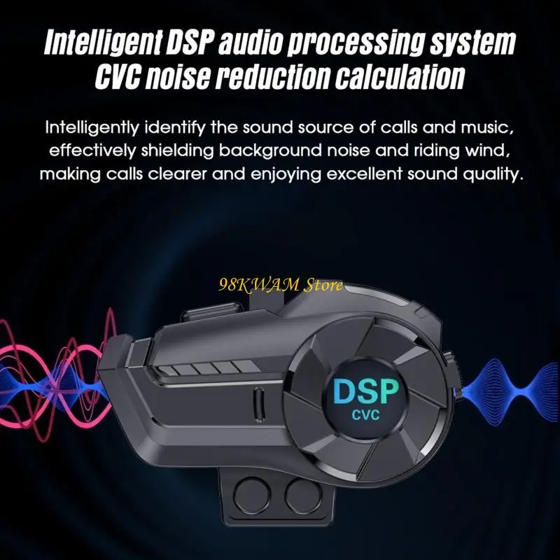 

68UF Motorcycle Helmet Intercom Headset 800M 2 Rider Talking BT 5.0 Headset with Mic