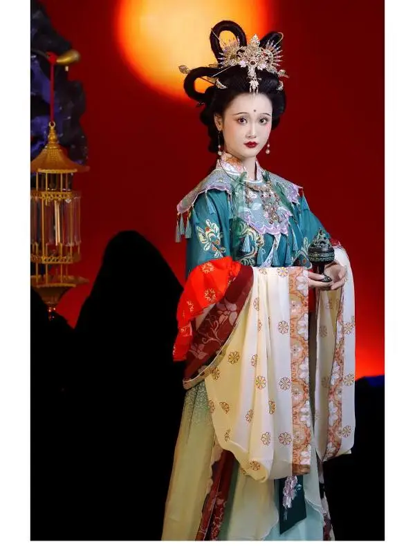 

HuaZhiang 2024, осенняя новая женская одежда Hanfu Jin Dynas Sle, национальная живопись, восстановление, юбка TianNvSanHua