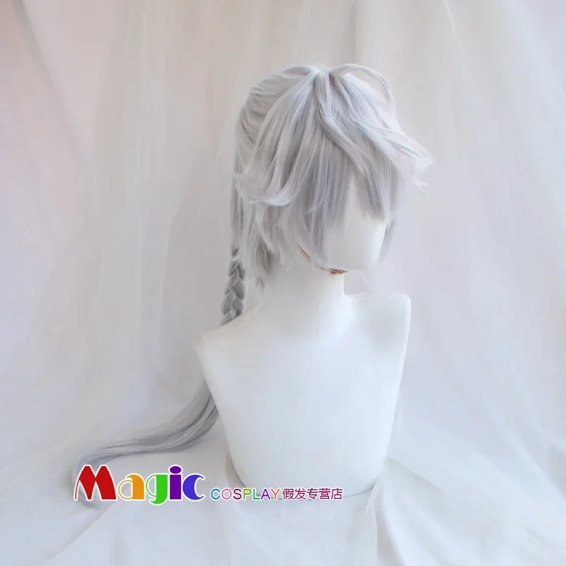 Final Fantasy XIV FF 14 Alphinaud Leveilleur Cosplay Wig 85cm Long Silver Braided Wig Party Christmas Halloween Cosplay