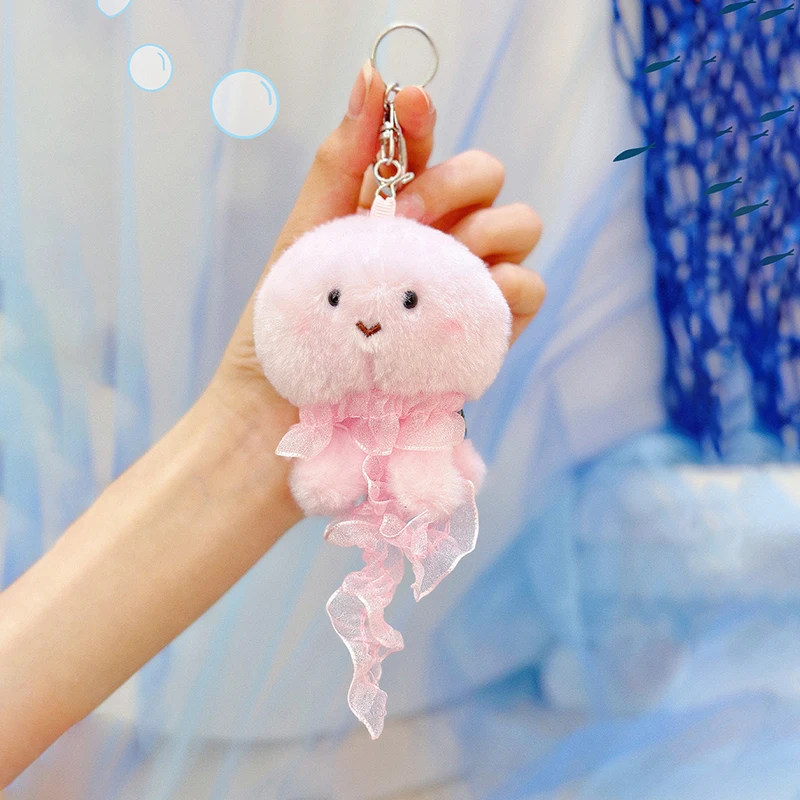 오션 패밀리 해파리 돌고래 상어 애완동물 작은 동물 봉제 펜던트 배낭 열쇠고리