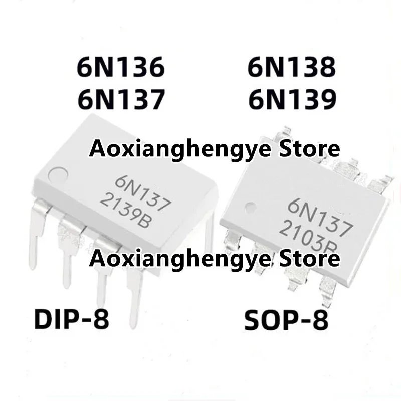 5PCS 6N136 6N137 6N138 6N139 DIP8/SOP8 General Purpose Type Photocoupler
