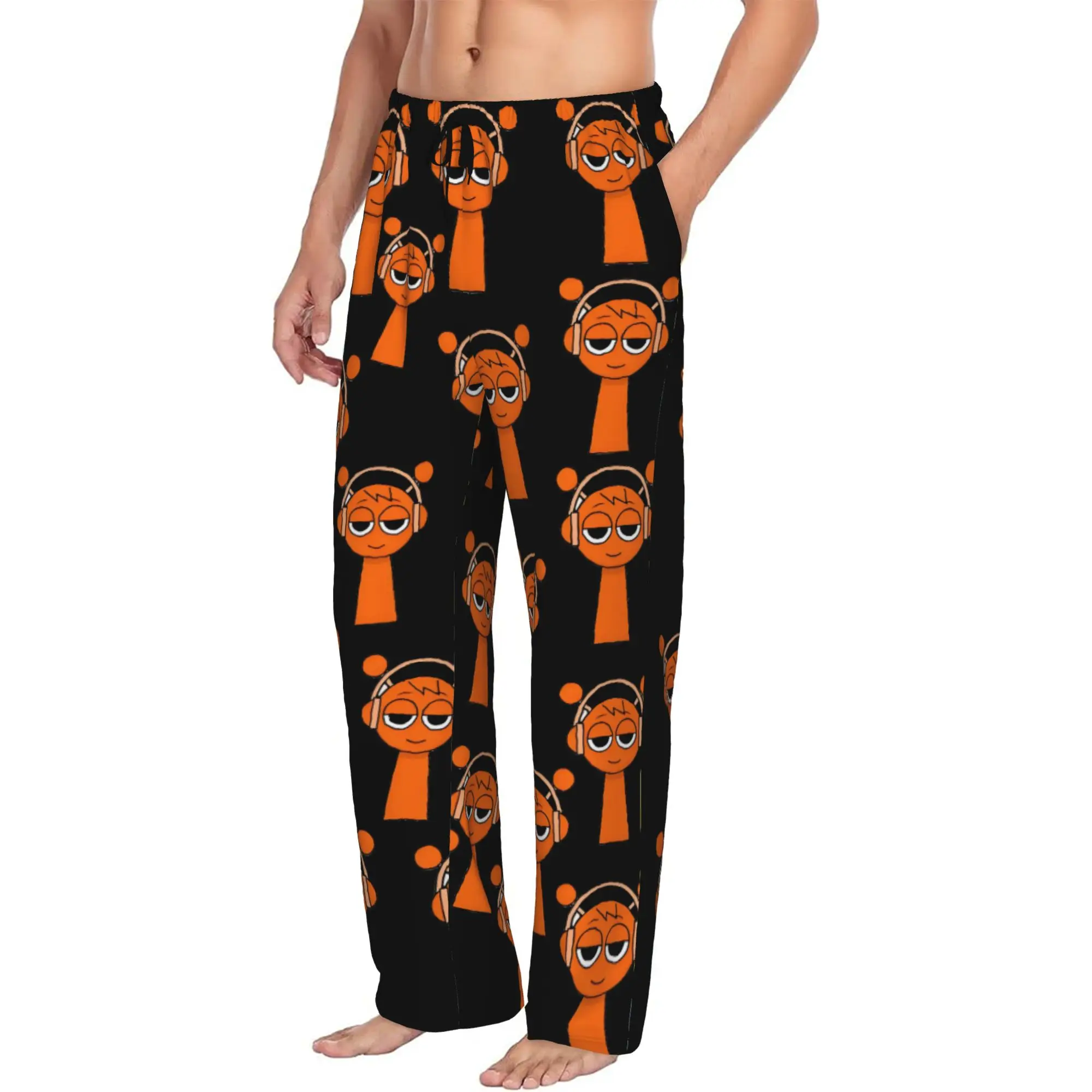 Custom Printed Men's Sprunki Pajama Pants Music Game Sleepwear Sleep Lounge Bottoms with Pockets