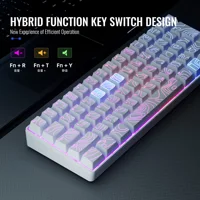 Juego de teclado, teclado numérico y mouse para juegos al 60%. El mini teclado para juegos tiene 61 teclas y presenta una verdadera retroiluminación RGB. Traje
