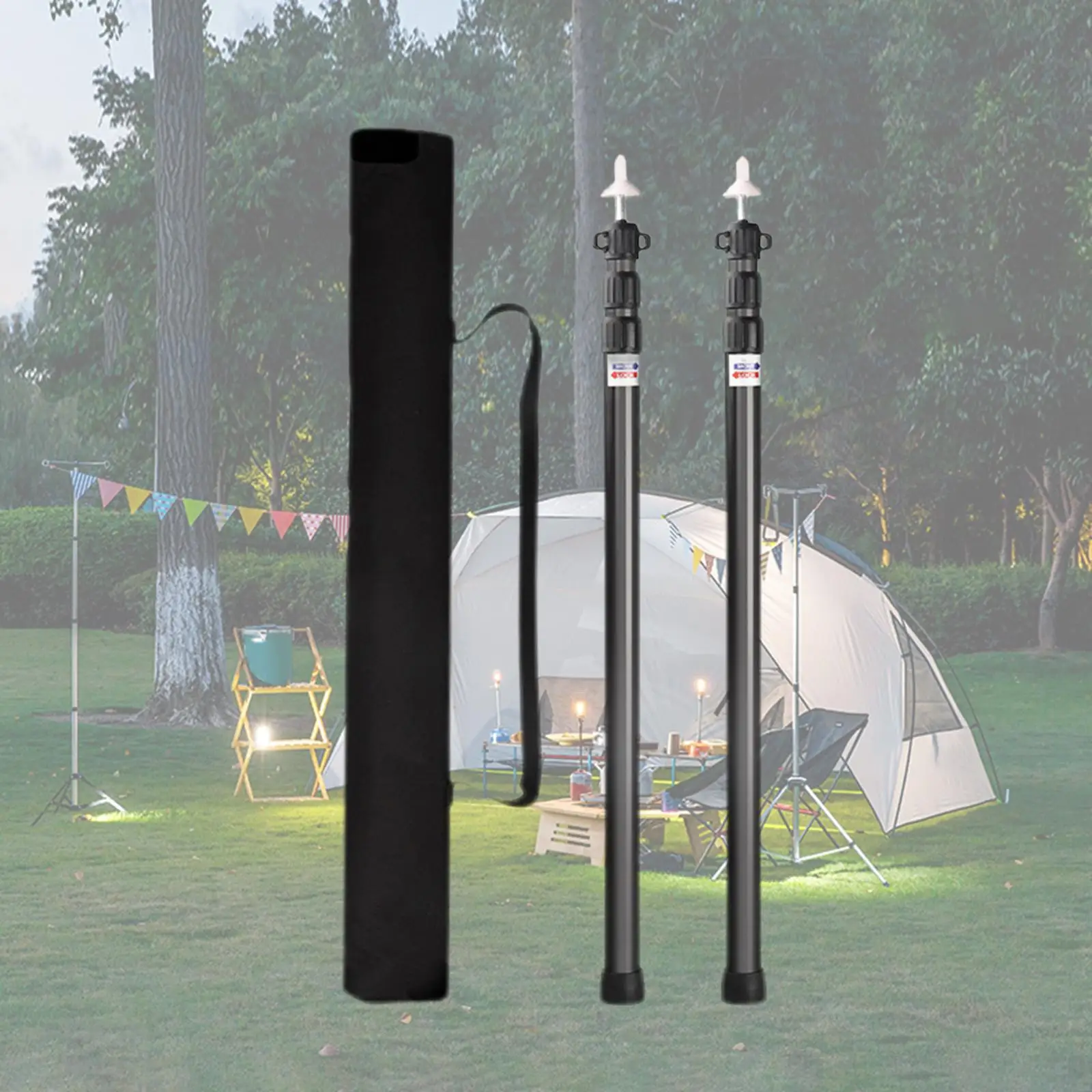 Aluminum Tarp Poles Heavy Duty and Adjustable, Set of 2, 95~234cm Telescoping Lightweight Tent Poles for Tarp 3 Section