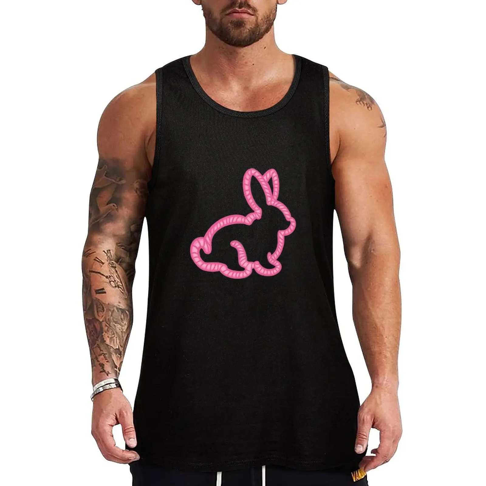 

Pink Rope Bunny Design Tank Top Everyday Basic Tank Top Comfort Cotton Undershirt